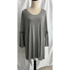 Cirana Women’s Long Sleeve Gray A-Line MIDI Tunic Dress Size